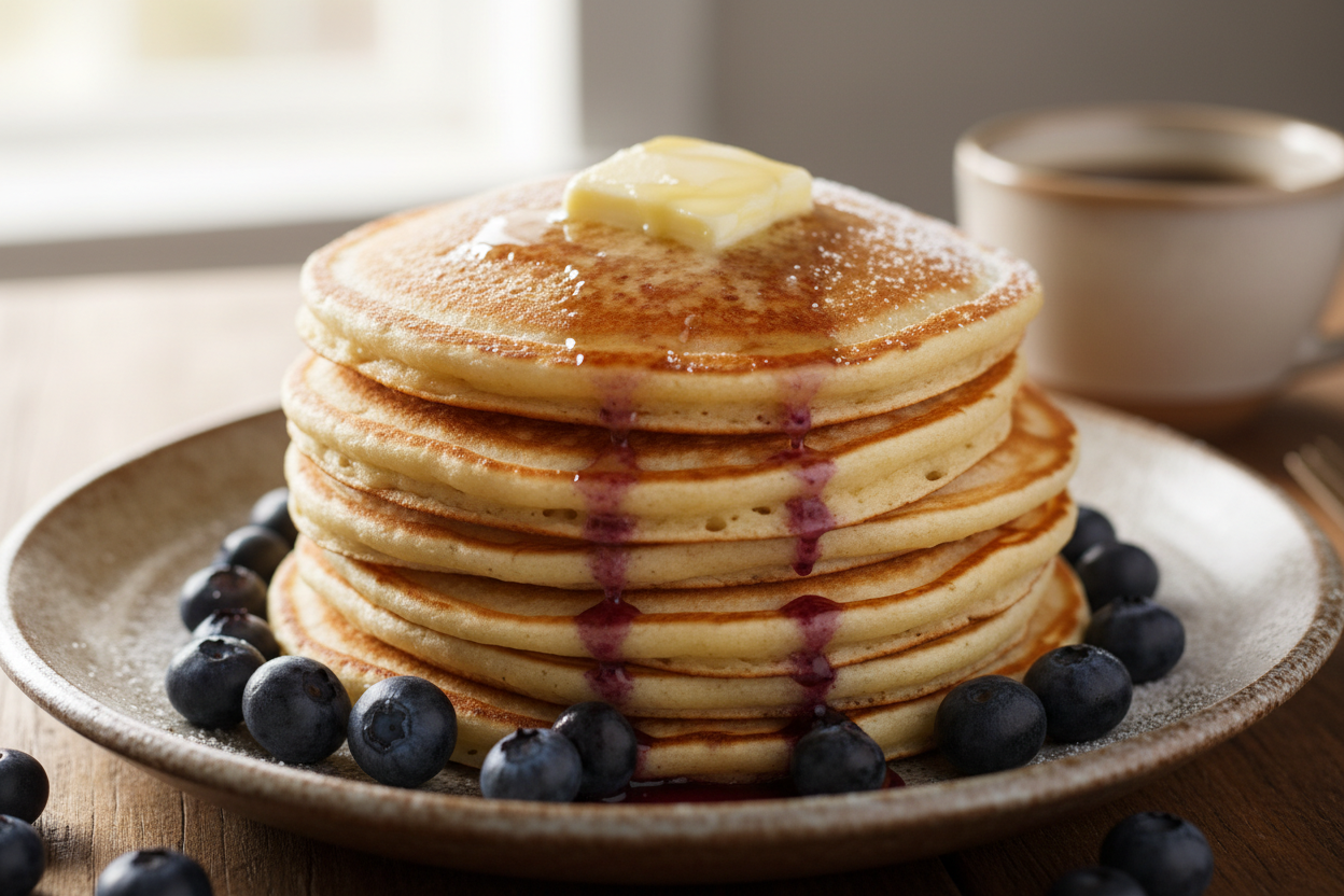 Homemade pancakes.

Add-on: blueberry,